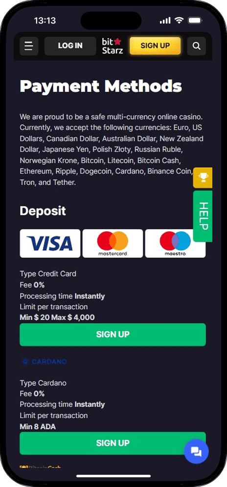 Bitstarz Payment Methods
