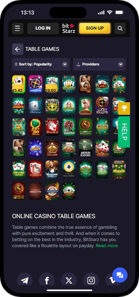 Bitstarz Table Games